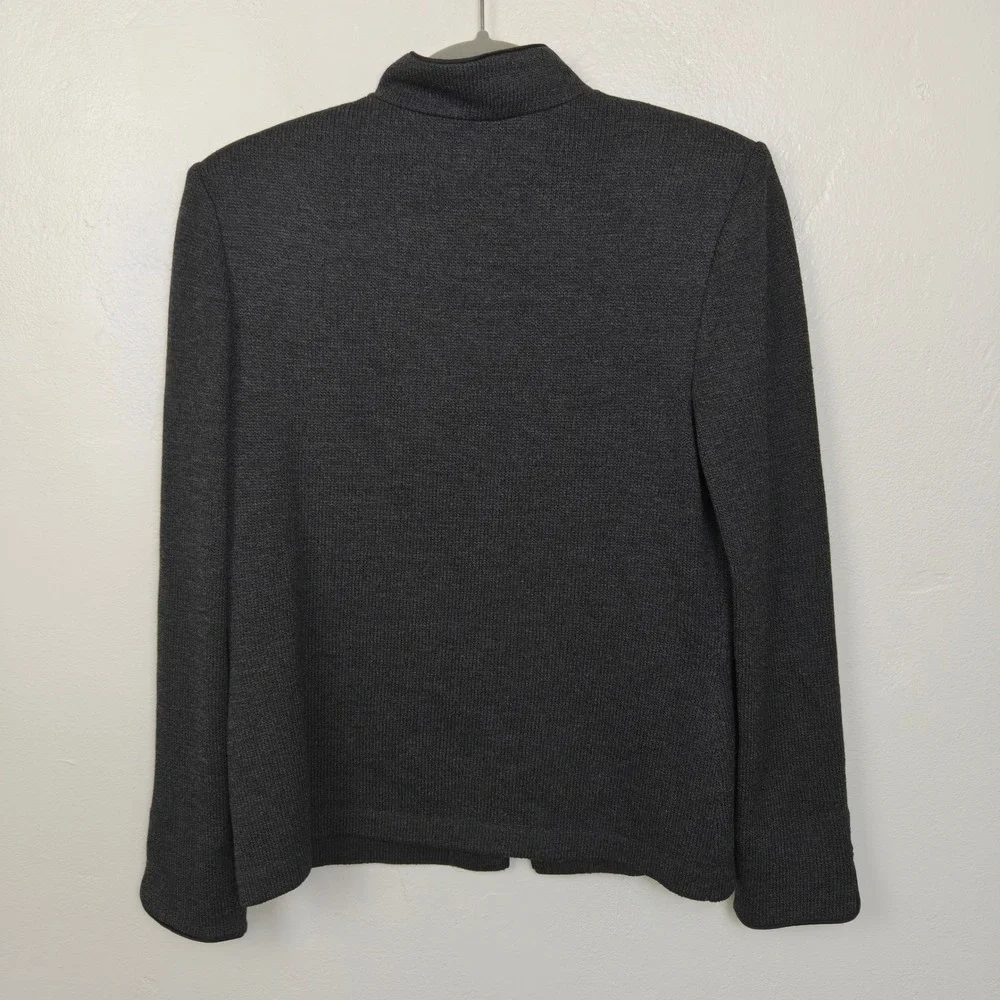 Vintage St John Womens Jacket 2 Gray Santana Knit Mock Neck Full Zip Luxury